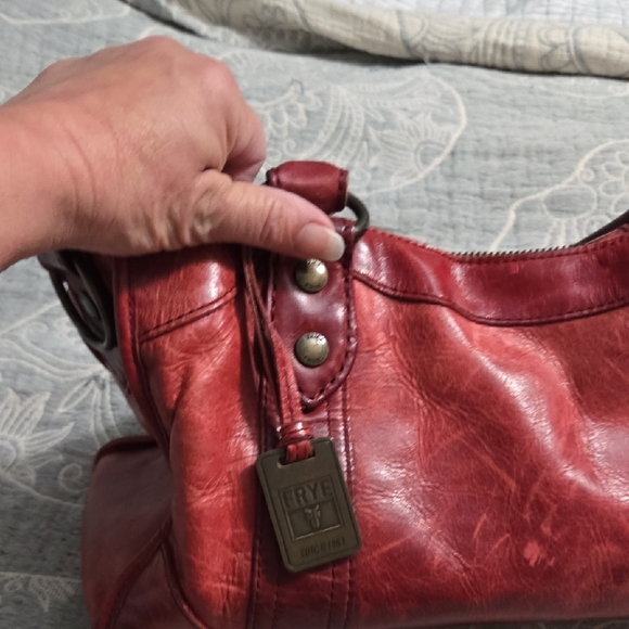 Frye Red Leather Satchel with Vintage Appeal - Picture 8 of 8